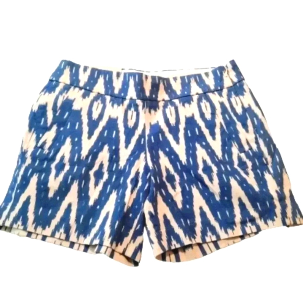 NWT J.Crew Ikat Shorts Blue White City Fit 5” Size 0 Summer Boho